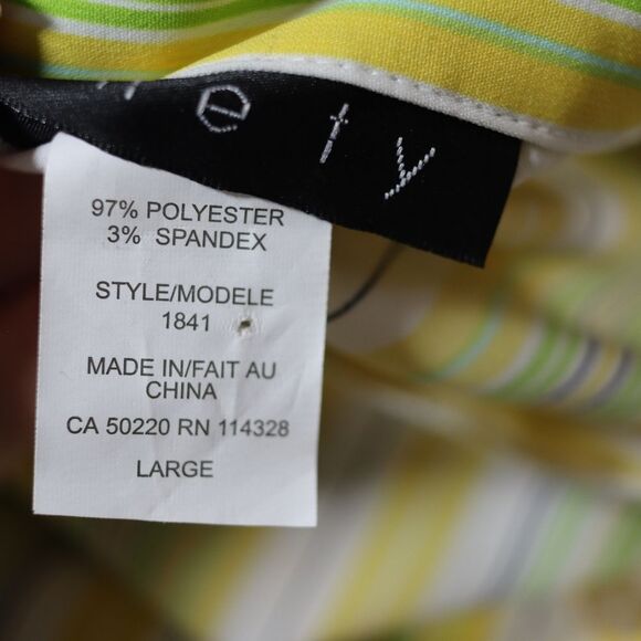 Ninety Vintage Chevron Striped Button-Up Blouse Yellow Green Size LG - Picture 13 of 13